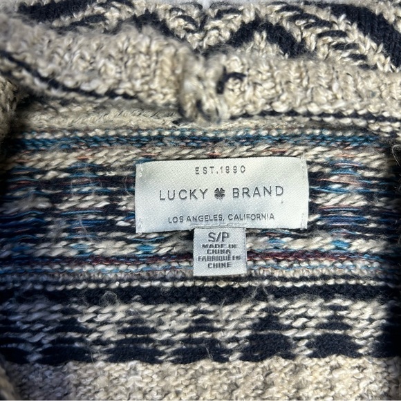 Lucky Brand Sweater Womens Small Diamond Pattern Cozy Classic Pockets Loungewear - Picture 2 of 4